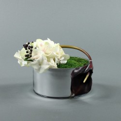 Round silver - Arum pourpre, Hortensia blanc
