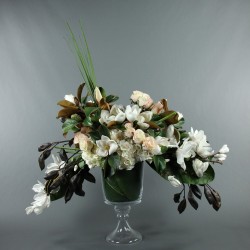 Gobelet M - Bouquet Magnolias. Hortensias. Roses - Blanc. Rose