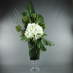 Gobelet XL - Amaryllis blanc. feuilles exotiques