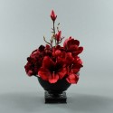 Bois noir M - Bouquet red Amaryllis, Hydrangea, Magnolia 45cm
