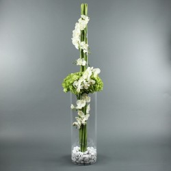 Cylindric L - Hydrangea green, Phalaenopsys white, Bamboo152cm