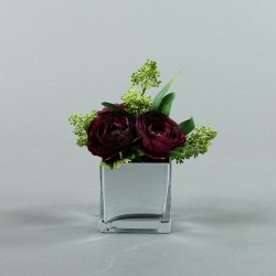 Cube M Silver - Ranunculus fushia, Skimmia 24cm