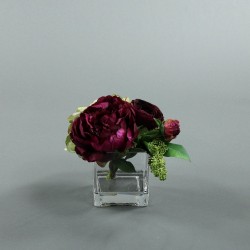 Cube M Clear - Peony, Ranunculus, Hydrangea, deep color 22cm