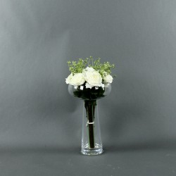 Coupe M clear - Arrangement of white roses Lace Seeded stem 59cm