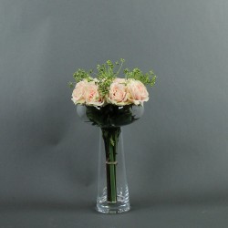 Coupe L clear - Bouquet de roses rose. Tige ensemencée