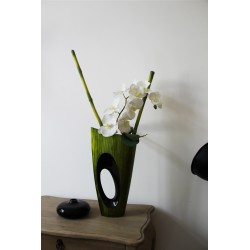 Bois laqué - MALDIVES PM vert - Bambous/Orchidée blanc
