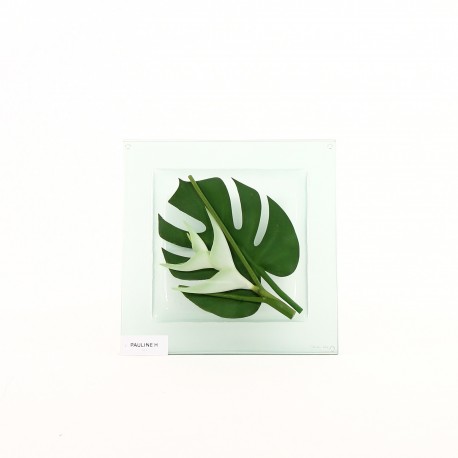 Dessous plat verre - Heliconia blanc