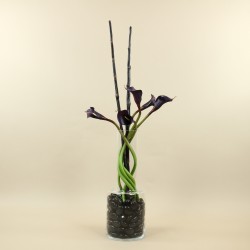 Bottle Vase M - Arum purple, bamboo 130cm