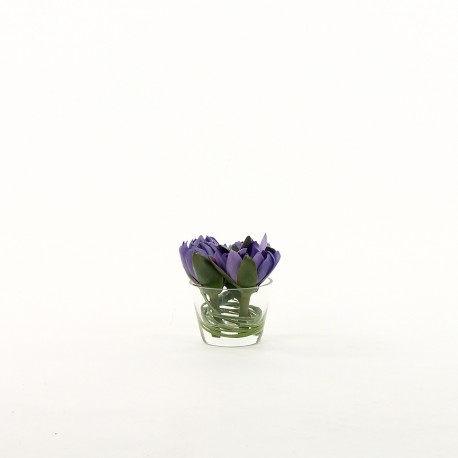 Lotus dans un soliflore avec résine 14cm - Bleu lavande