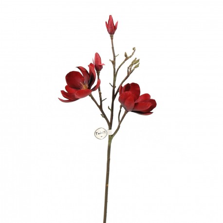 Magnolia branche 67cm - Rouge Noël