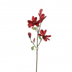 Magnolia branche avec feuilles 109cm - Rouge Noël