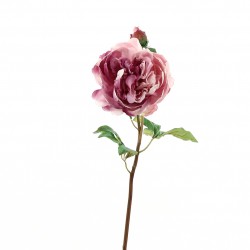 Pivoine ouverte avec bouton. tige courte 51cm - Mauve