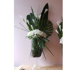 Gobelet XL - Amaryllis blanc. Arum blanc. feuilles exotiques