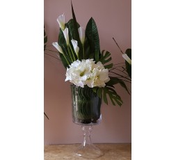 Gobelet L - Amaryllis blanc. arums blancs. feuilles exotiques