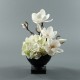 Bois noir M - Bouquet white Amaryllis, Hydrangea, Magnolia 45cm