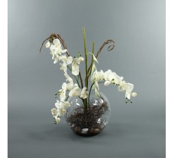 Boule XL - Orchidée et Heliconia blanc
