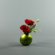 ST BART Lacquered Wooden vase green S - Poppy red 33cm