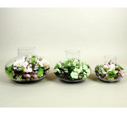 Clear Bellied Vase M - Fleur de cerisier vert