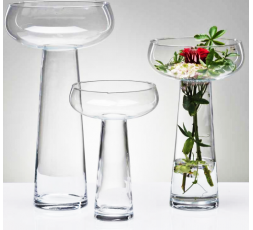 Clear wide open vase L - hot cut - coupe de roses