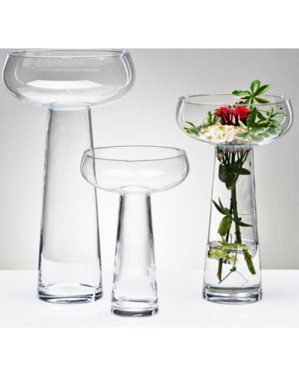 Clear wide open vase L - hot cut - coupe de roses