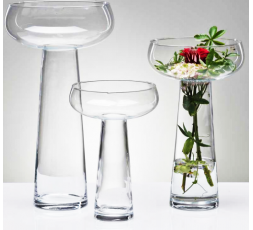 Clear wide open vase M - hot cut - coupe de roses