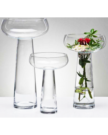 Clear wide open vase XL - hot cut - coupe de roses