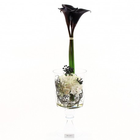 Goblet M - Arum pourpre, Hortensia blanc