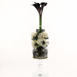 Goblet XL - Arum pourpre, Hortensia blanc