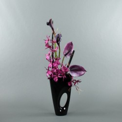 Laquered wood Orchid spider & Anthurium 98cm